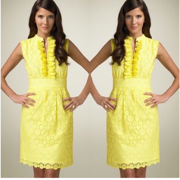 Shoshanna Dresses & Skirts - Shoshanna Yellow Circle Eyelet Dress
